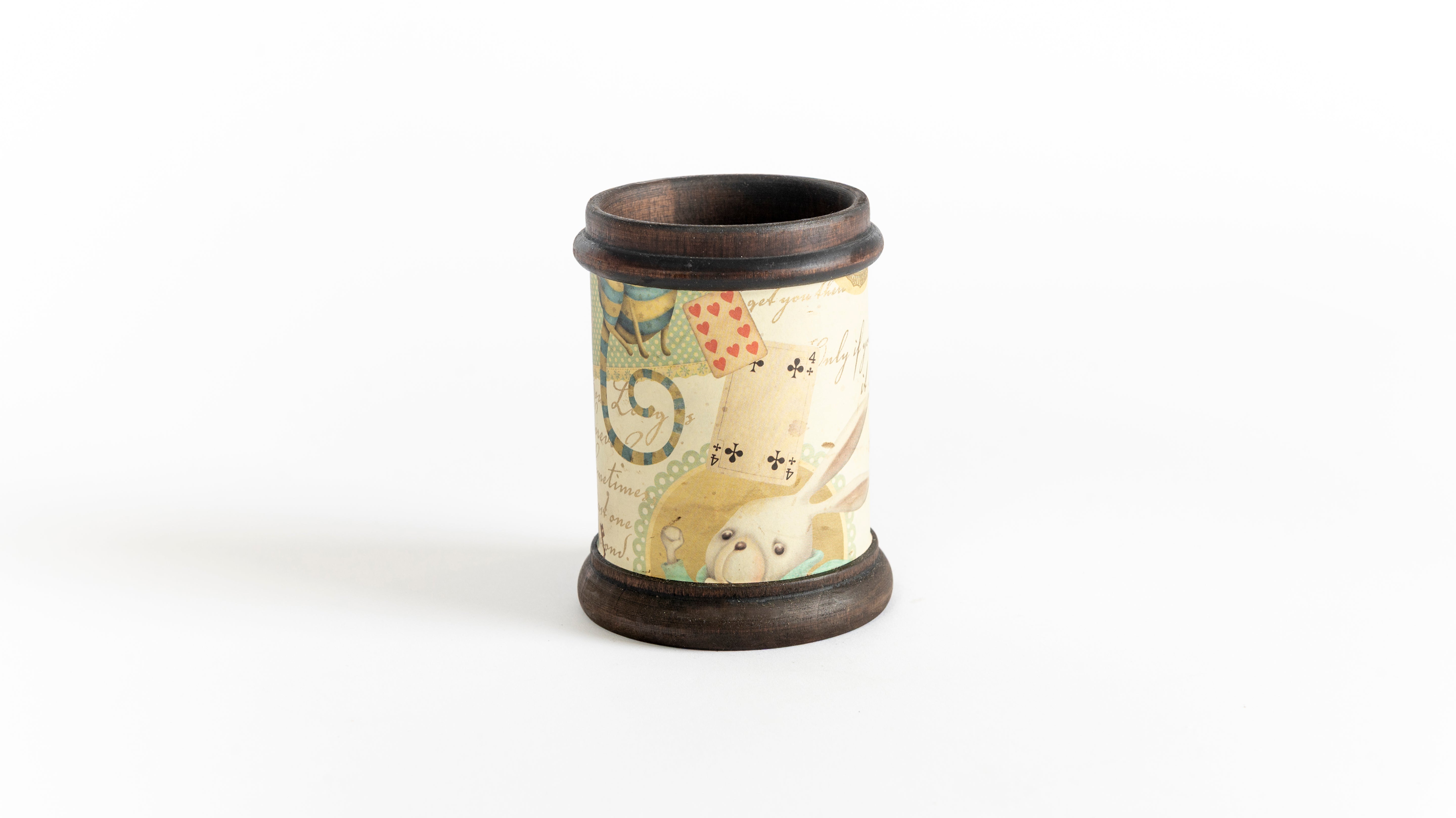 Wooden and paper pen holder