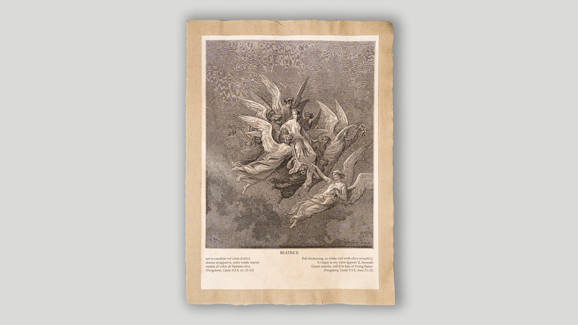 Beatrice – Incisione di Gustave Doré (Purgatorio, Canto XXX, vv. 31-33)