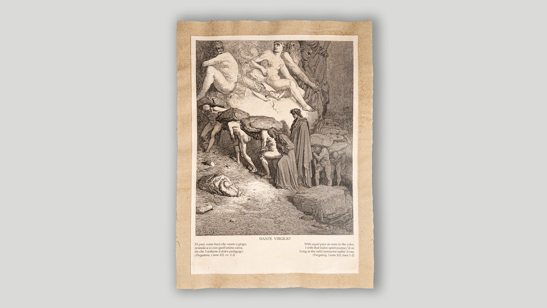 Dante e Virgilio – Incisione di Gustave Doré (Purgatorio, Canto XII, vv. 1-3)