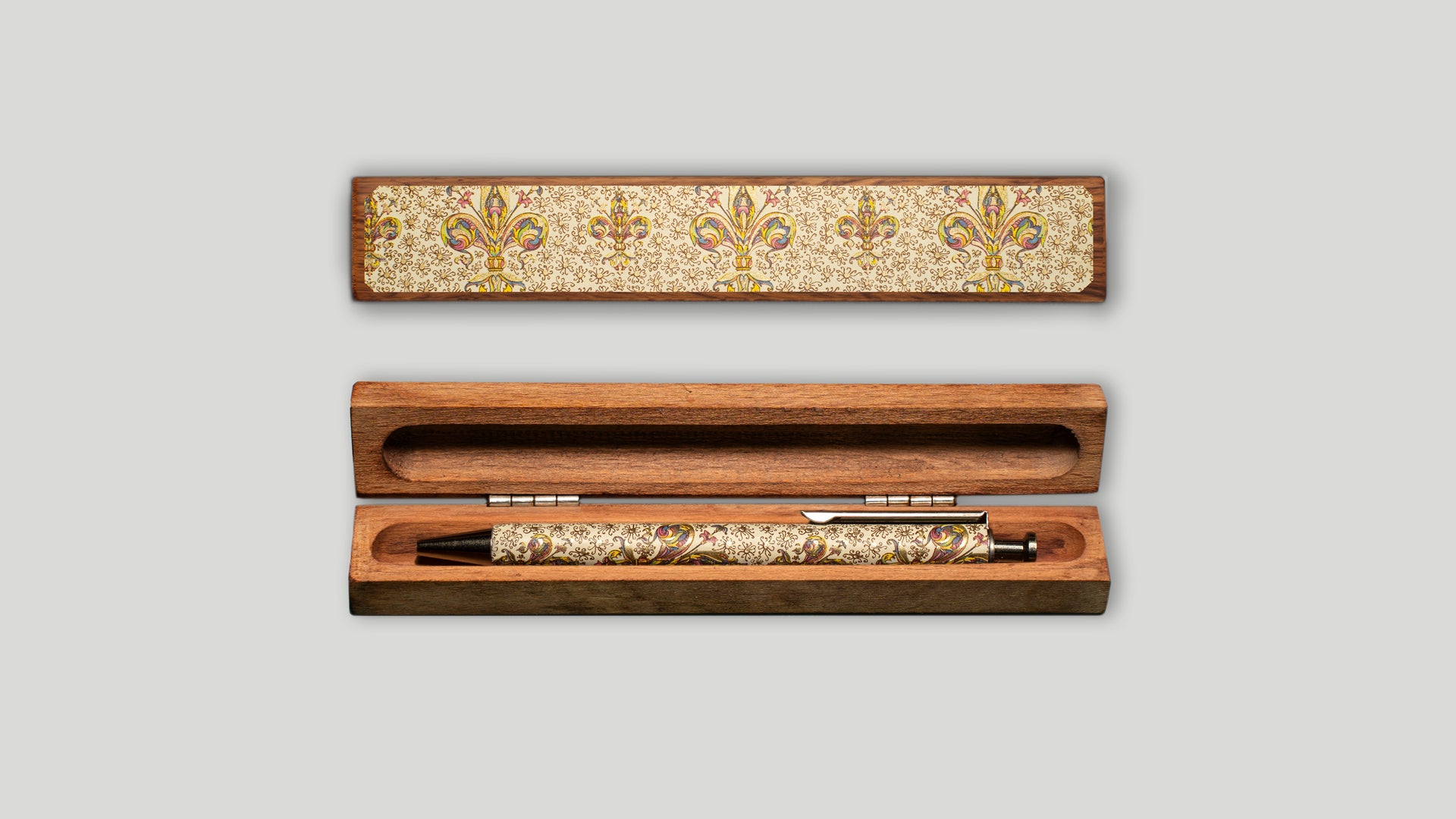 Wooden pencil cases with wooden pens