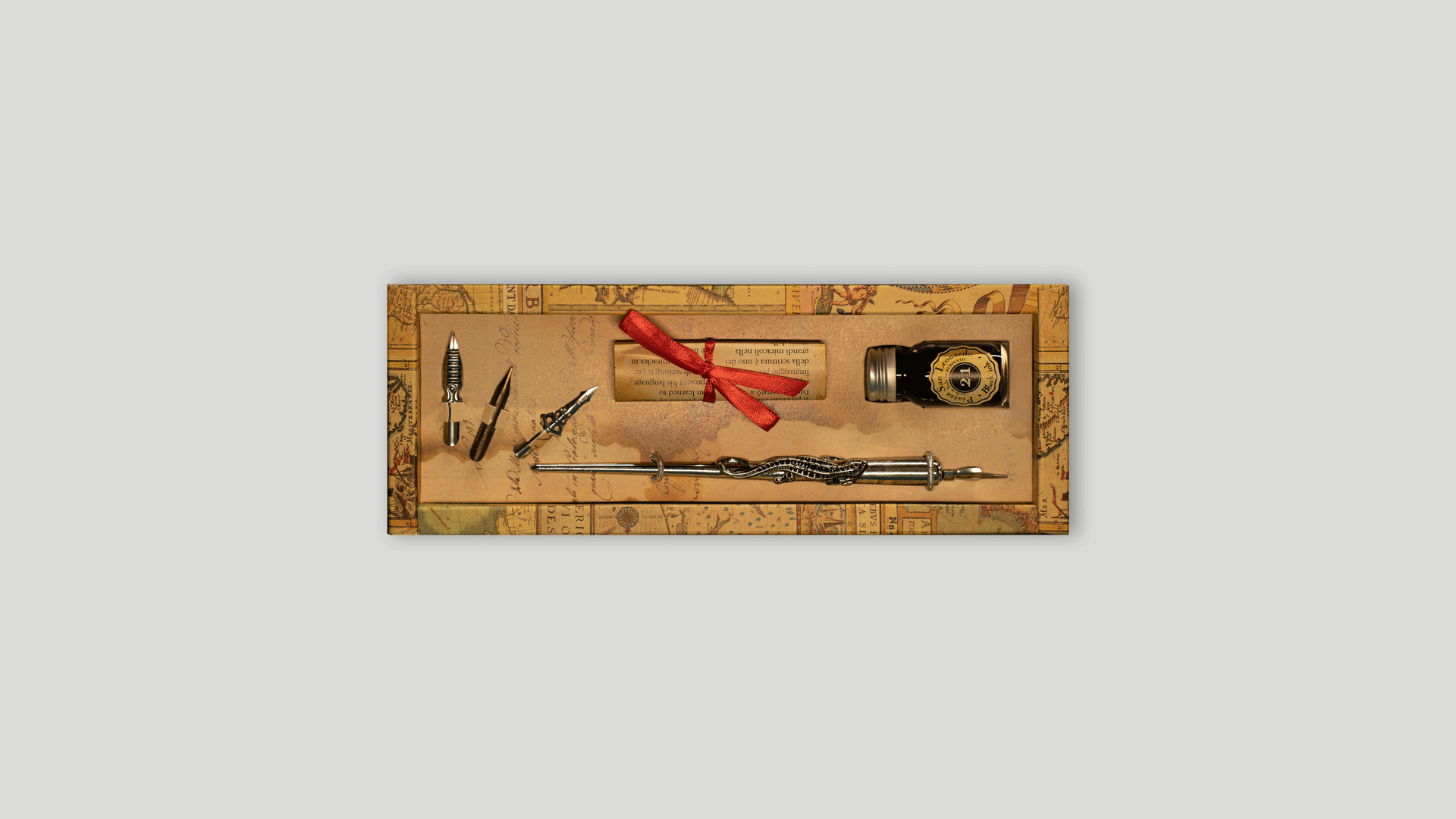 Set of metal tube, ink and 3 nibs