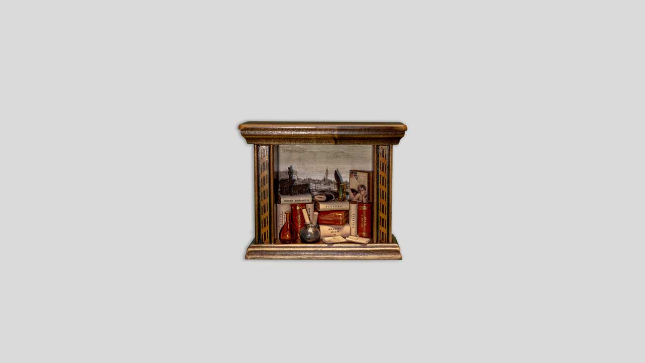 Mini library "Piccola orizzontale con intarsi"