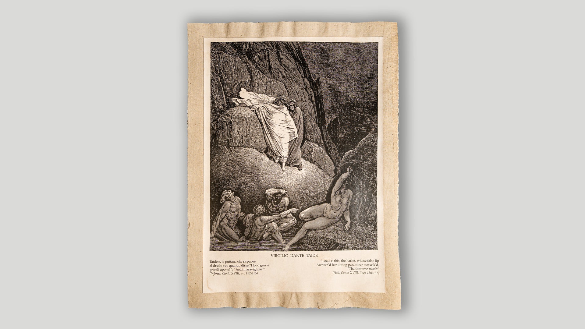 Virgilio, Dante e Taide – Incisione di Gustave Doré (Inferno, Canto XVIII, vv. 132-135)