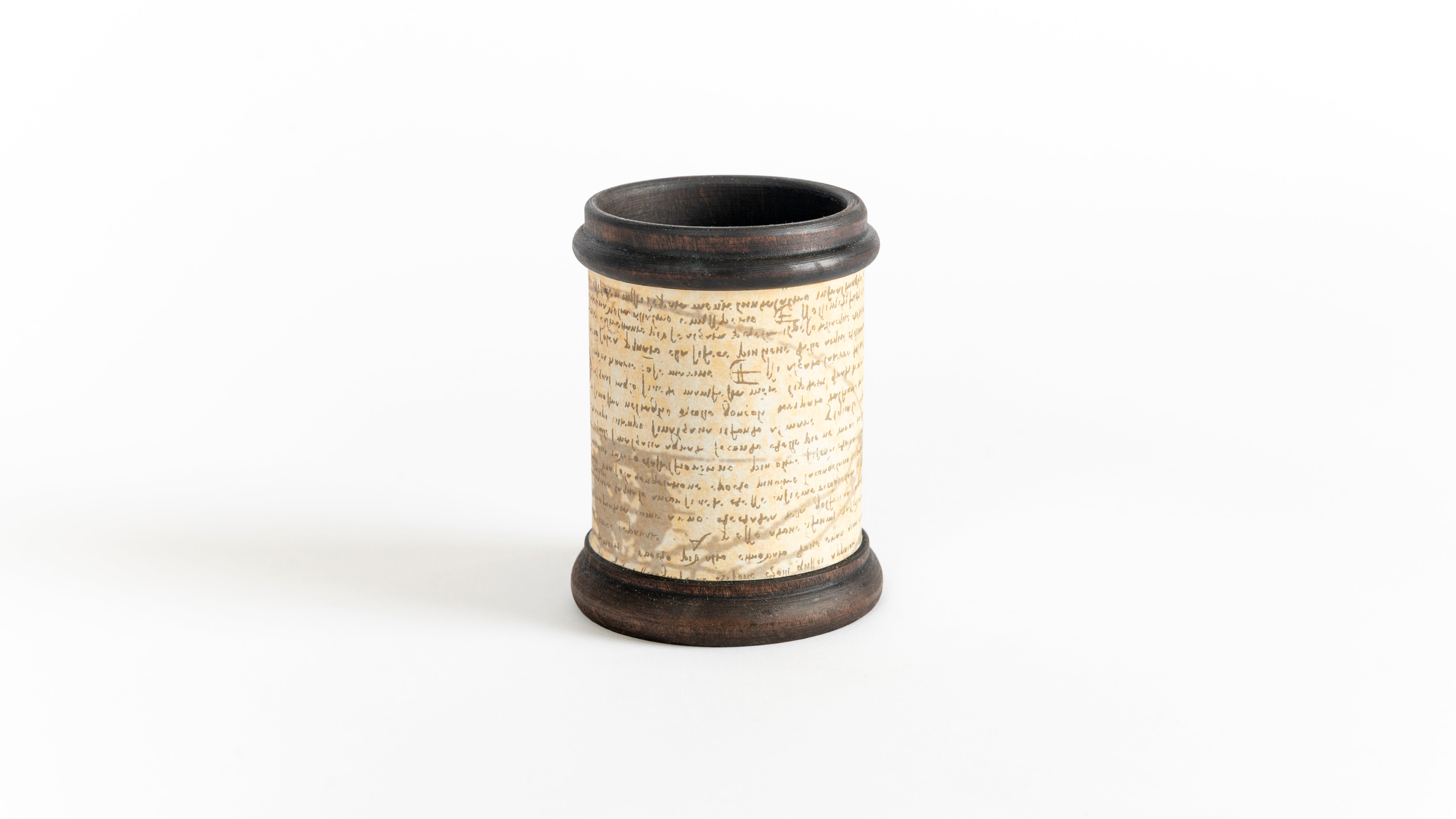 Wooden and paper pen holder