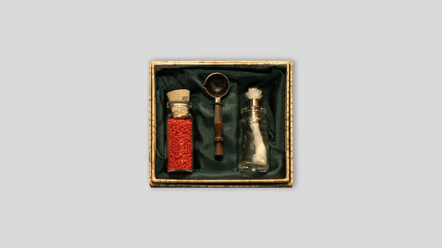 Burner, sealing wax and strainer set